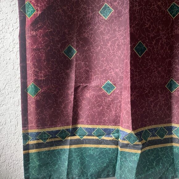 Vtg 90s Shower Curtain Y2K Springs Home Green Maroon Gold Art Deco 69" X 69" USA - Picture 5 of 6